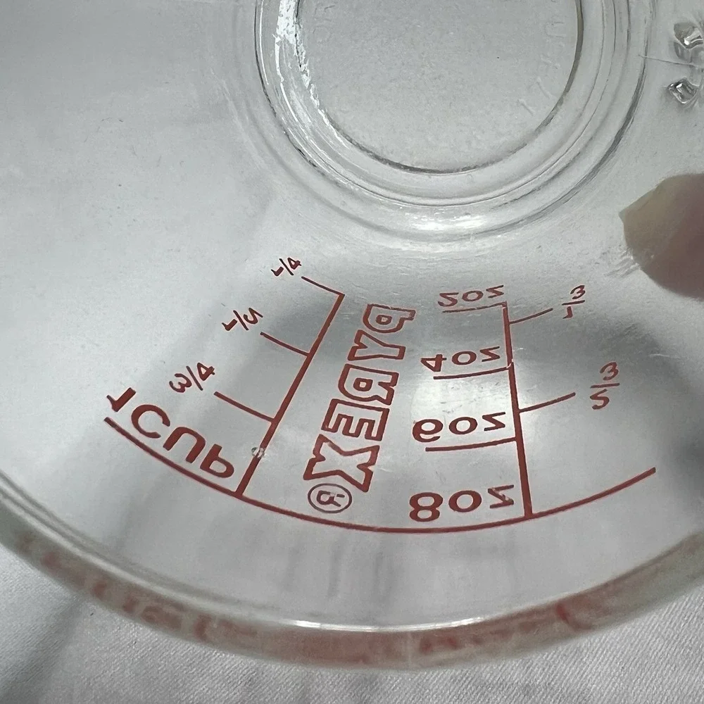 Vintage Pyrex 1 Cup‎ 8oz Glass Measuring Cup Red Lettering 250mL Metric USA 508